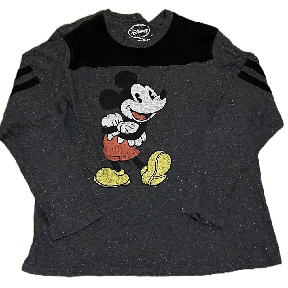 Disney Mickey Mouse Gray & Black Long Sleeve Shirt XL